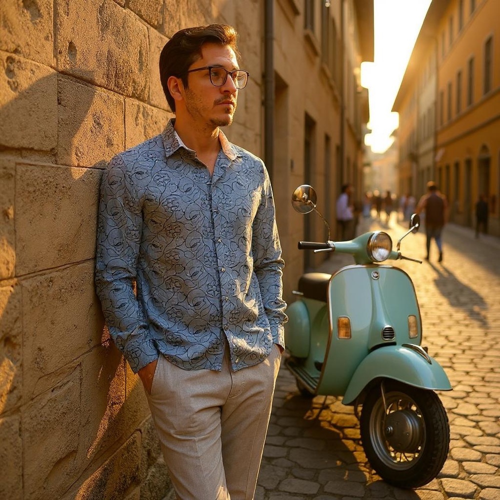 Casual Blue Button Down Shirt Relaxed Fit